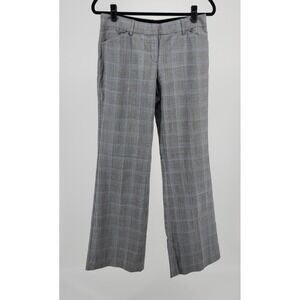 Express Design Studio Editor Pants Womens 6 Gray Blue Glen Plaid Wide Leg